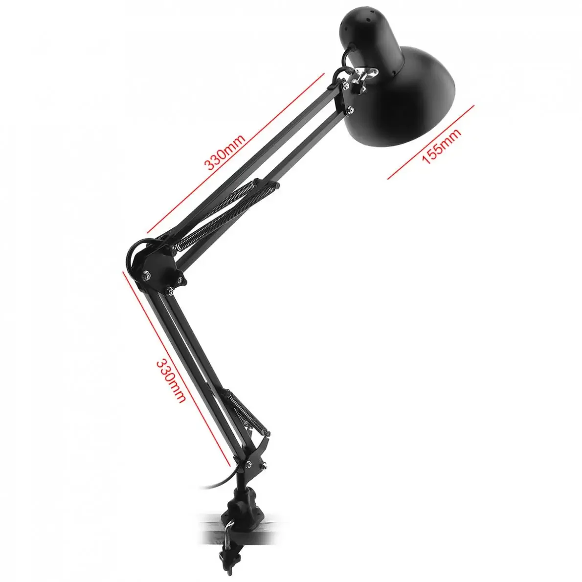 Desk Lamp Flexible Swing Arm E27 Desk Light Bracket with Rotatable Table Lamp Head and Clamp Mount Support for Office Study Home