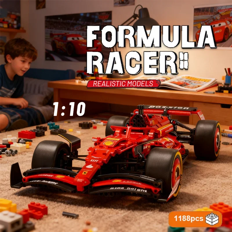 

2025 Новая технология Racing Red Team RB20 1:10 MOC DIY Собранные строительные блоки Модель автомобиля Игрушка для мальчиков и взрослых Рождественские подарки 1188 шт.