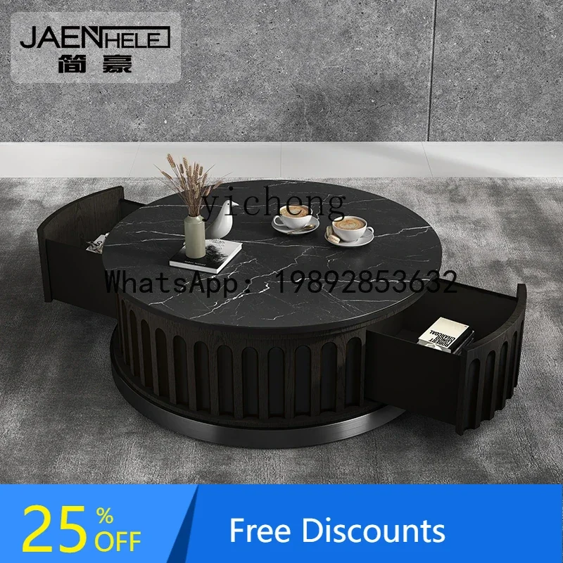 

AB round coffee table light luxury modern living room home solid wood tea table