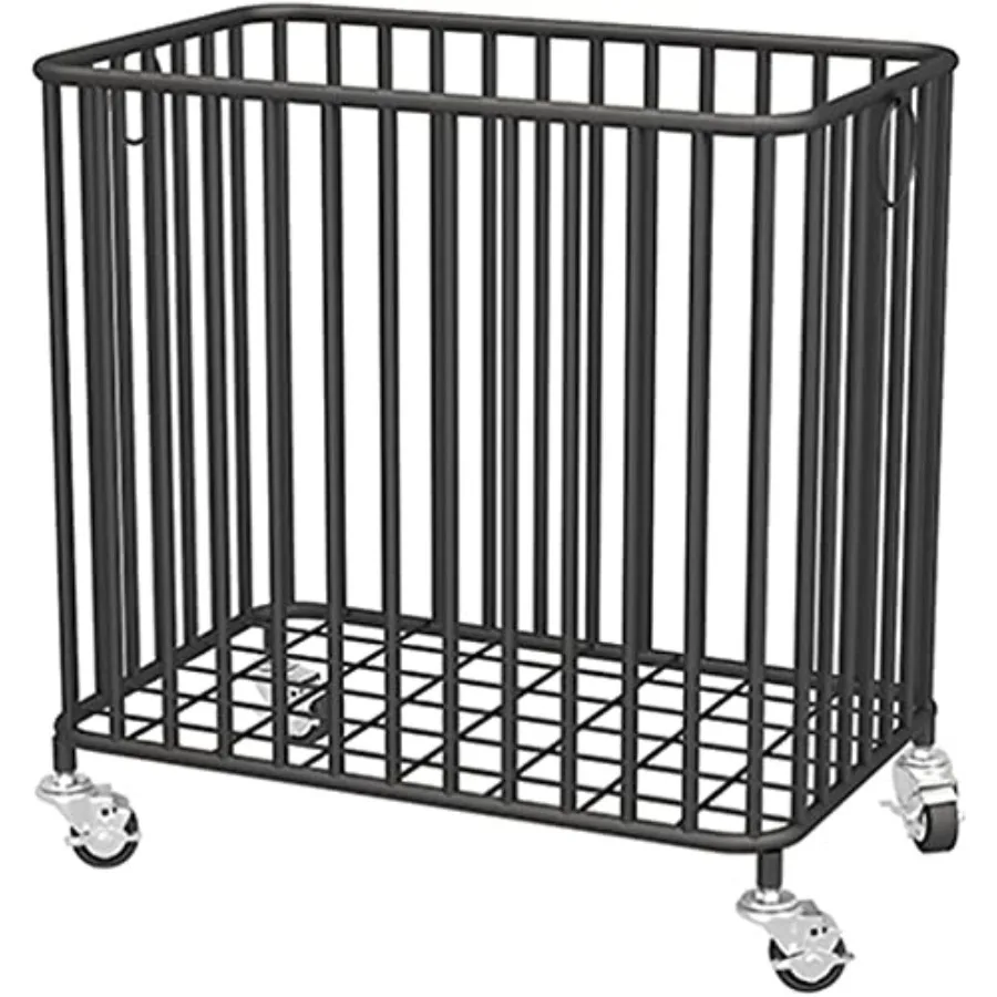 

Laundry Basket Rolling Laundry Hamper Cart, Large Metal Laundry Basket with Wheels and Handle, Dirty Clothes or Linen Storage B
