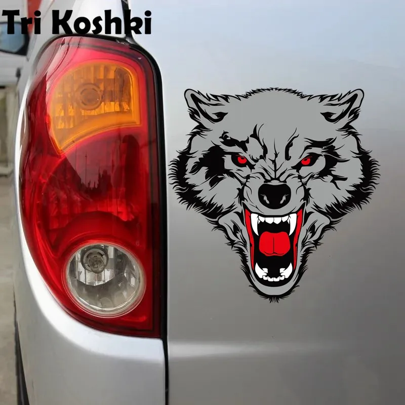 Tri Koshki Kcs740 Ferocious Wolf Car Sticker Pvc Decals Motorcycle Accessories Sticker on Suv off Road Car Bumper Laptop Wall