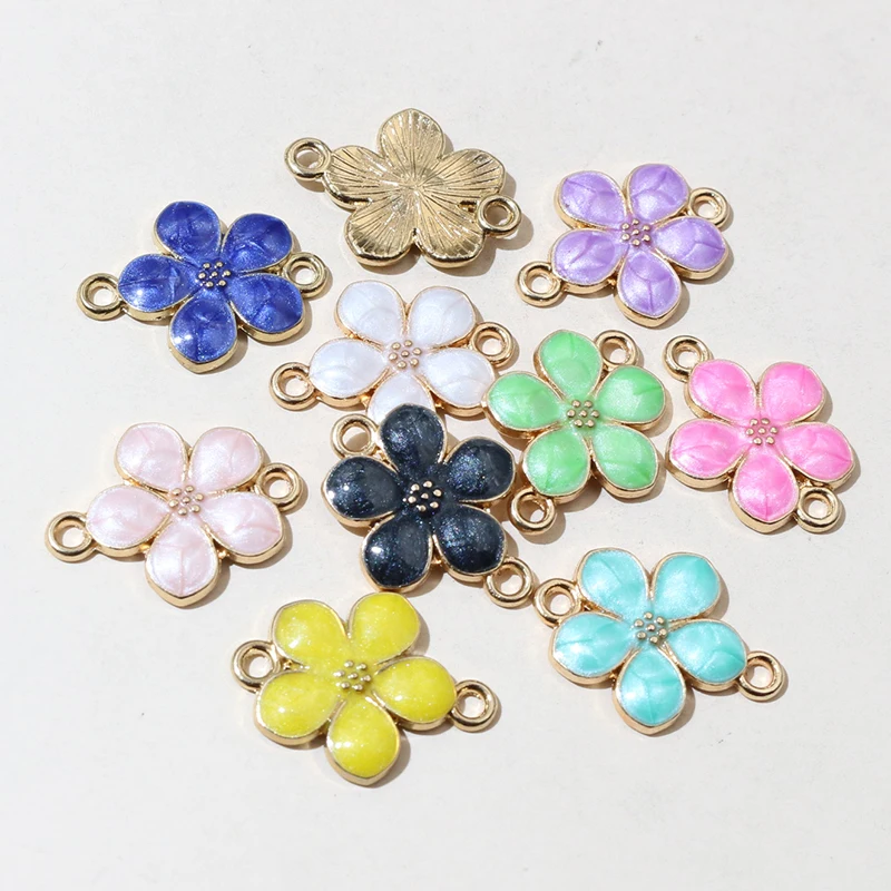 20pcs 19x14mm Double Loops Enamel Pendant Connector Charms DIY Jewelry Making Accessories Findings for Necklace Bracelet