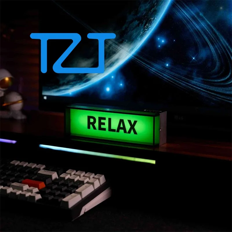 TZT 3.6W 6500K LED Lamp Sign Ambient Light Desktop Ornament Gift (RELAX-Green/RELAXED-Orange Shade) for Family Friends