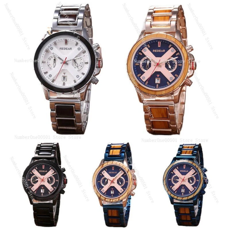 

New men's wooden watch - fashionable sports quartz watch - luminous waterproof chronograph watch