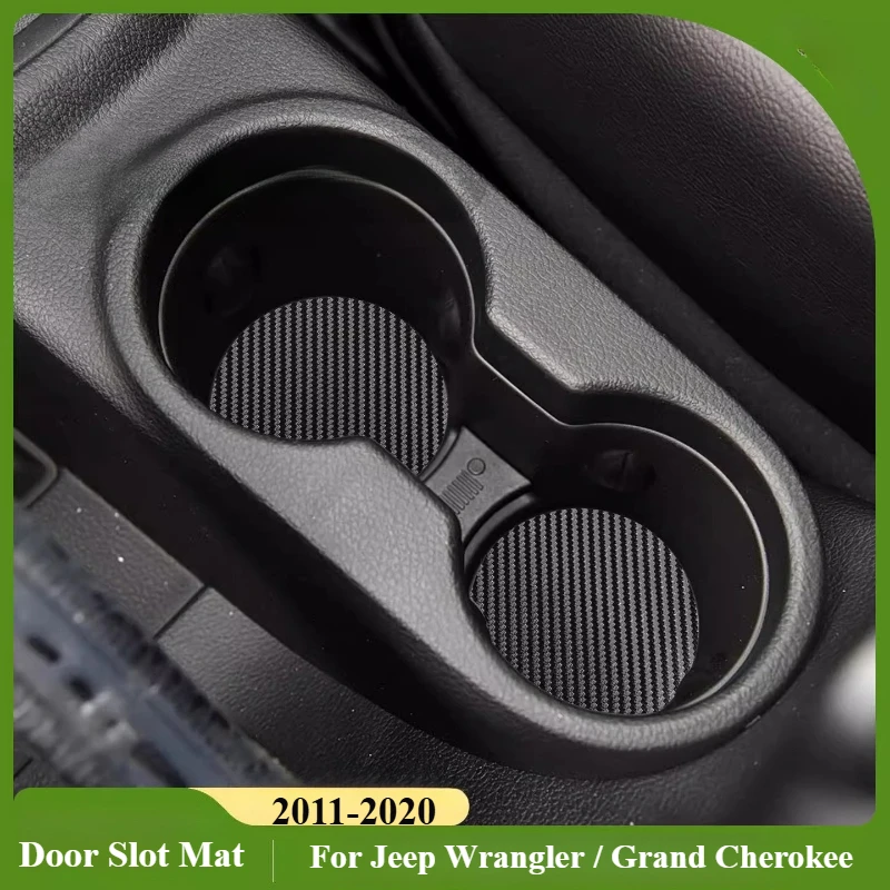 

Custom Fit Silicone Cup Coaster & Door Groove Mat for Jeep Wrangler Grand Cherokee 2011-2020 Interior Parts Holder Cup Pad Tools