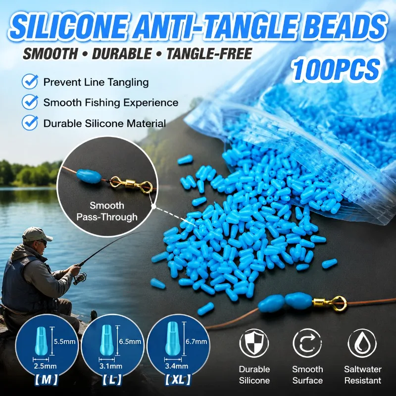 Silikon-Angelperlen Weiche Schlauchperlen Schnurstopper Verbinder Karpfen-Rig-Zubehör Anti-Knoten-Anti-Rutsch-Perlen 100 Stück Packung