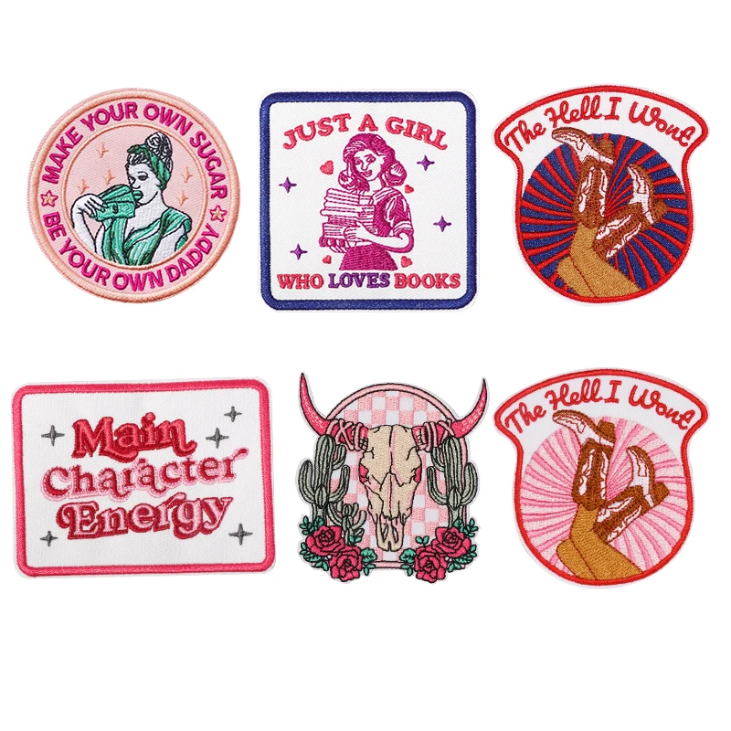1PC juste une fille sucre sucré Patch brodé Western Cowboy Badge bricolage cadeau fer sur patchs pour vêtements casquette veste camionneur chapeau