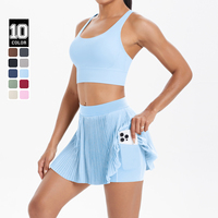 2PCS Yoga Set Gym Set Women Tracksuit Bra Sports Short Skirt Workout Sportswear Running Clothing Gym Wear Athletic Sport Suit