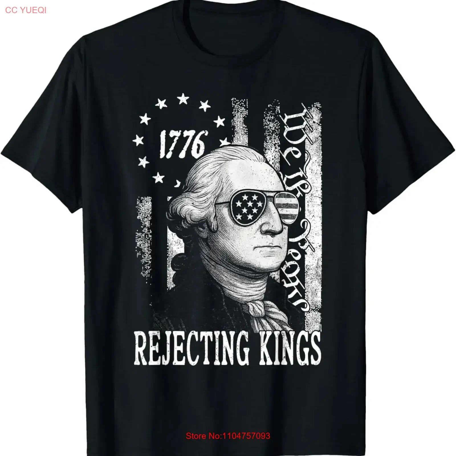 Rejecting Kings We The People 1776 USA Flag 4th Of July T Shirt vintage Washed Comfortable designer clothes Stylish Casual