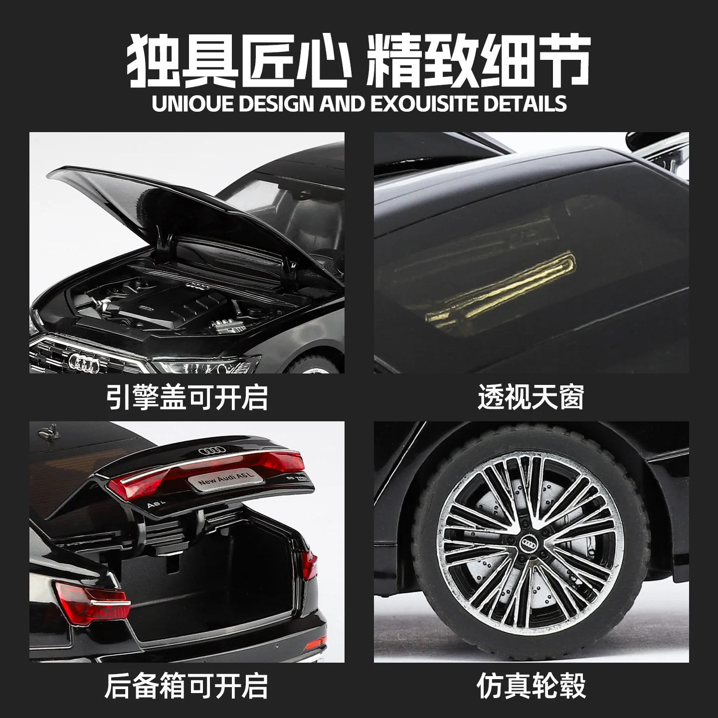 1:24 Audi A6L modèle de voiture moulé sous pression sous licence en alliage-voiture jouet de simulation officielle pour garçons, cadeau et affichage