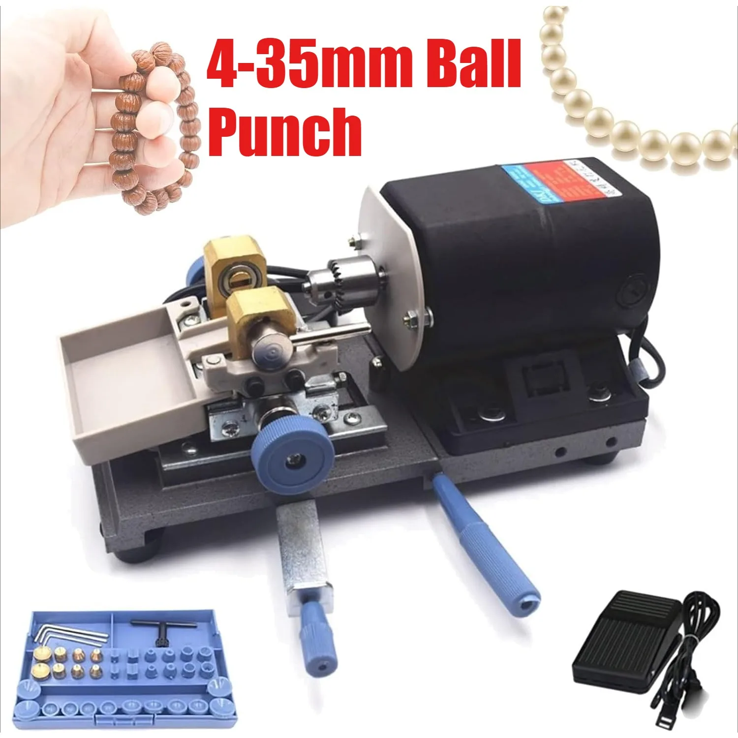 

Pearl Drilling Machine 450W Amber Bead Holing with Foot Switch and Clamps Speed Adjustable for Shell Coral Amber Stone Jewelry
