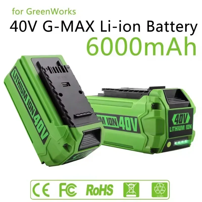 

НОВЫЕ аккумуляторы 40 В, 6 Ач для газонокосилки Greenwrks GroeenWorks G-MAX, электроинструменты, литий-ионный аккумулятор, сменный аккумулятор производителя