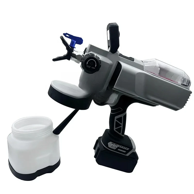 Cordless Lithium Battery Rechargeable Power Electric High Pressure LED Airless Painting Spray G un with Tip