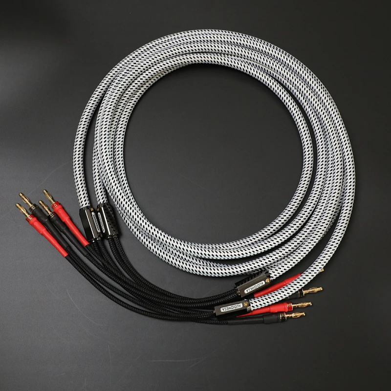 a pair Audiomeca Banana plug hifi speaker cable surround cable speaker power amplifier connection cable