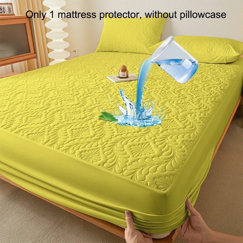 1 simple modern patterned Waterproof laminated Fitted Sheet,Bright yellow bed cover for bedroom,bedding(excluding pillowcase)