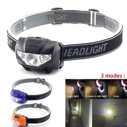 Mini linterna frontal LED de alta potencia para campingR1, faro pequeño con batería AAA, linterna