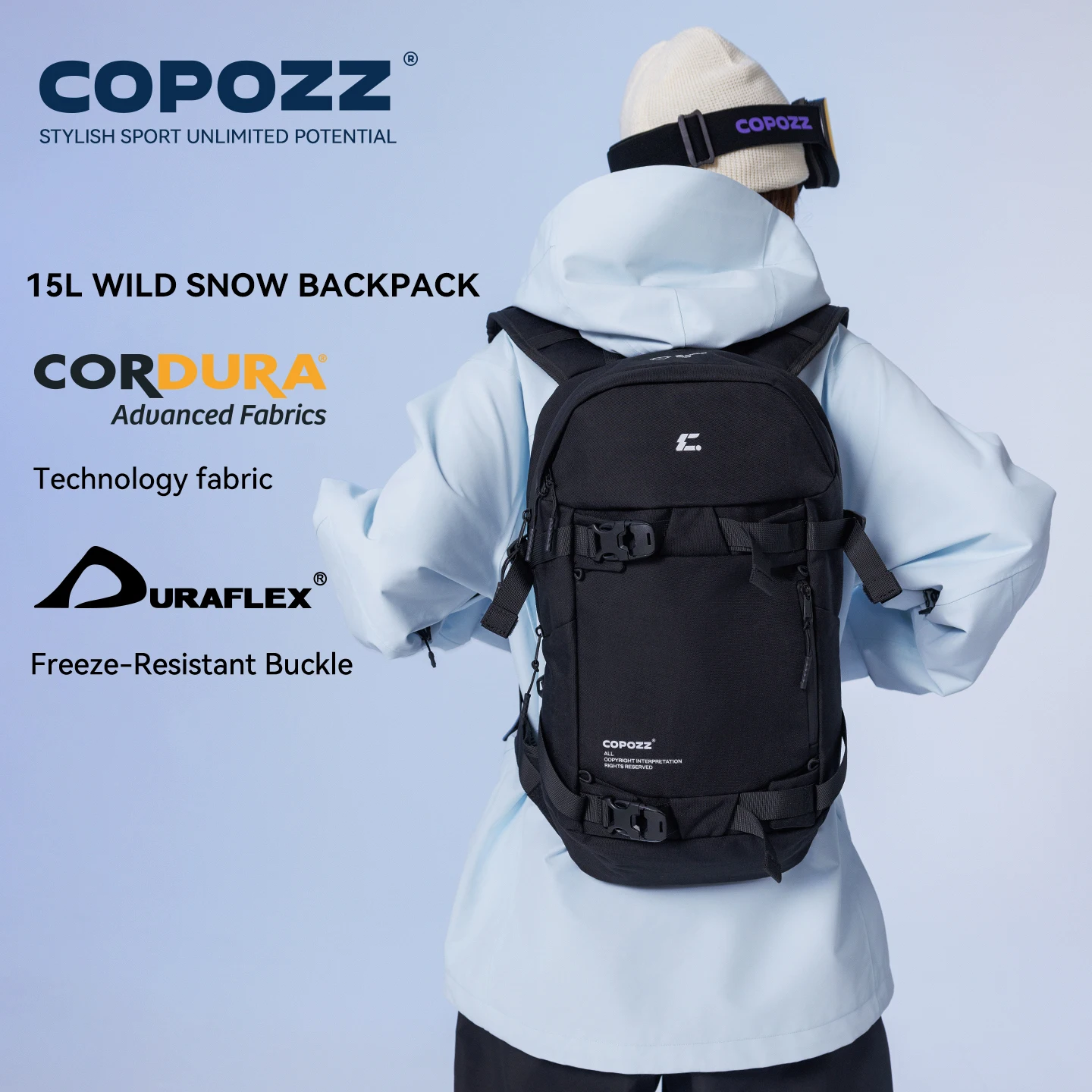 COPOZZ Ski Bag  Waterproof Lightweight Wear-resistant Travel Large Capacity Outdoor Sports Supplies Snowboard Storage Backpack