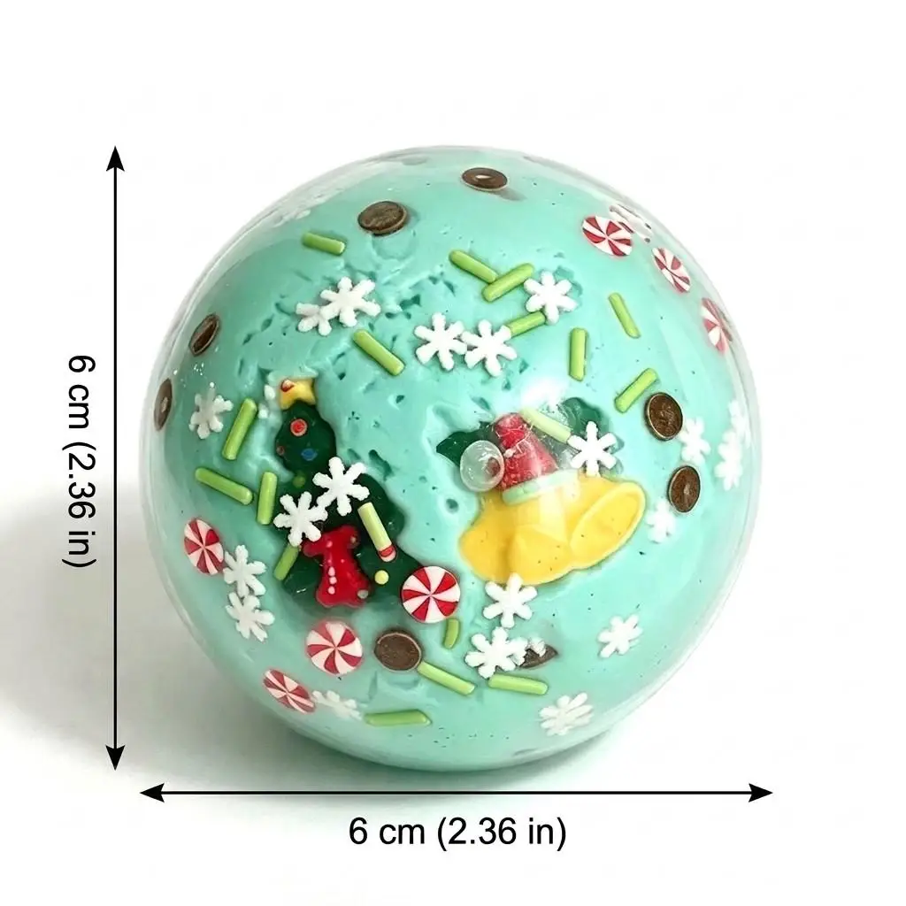 Christmas Sensory Clay Ball Squishy Toy, Aesthetic Clear Squeeze Figure with Resin Charms, Satisfying Tactile Relief Toy