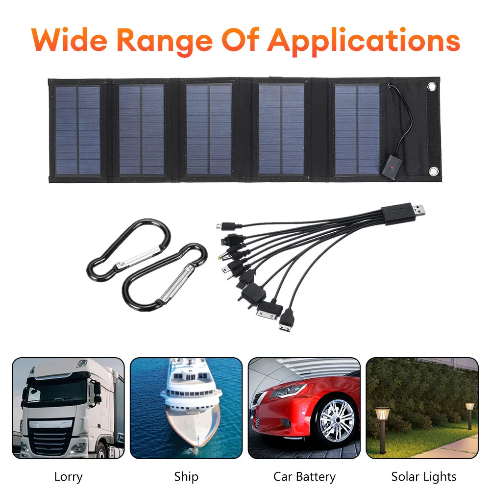 Foldable Solar Panel Phone Charger 5V Solar Panels Plate USB Solar Panels Power Bank for Cell Phone Camping Emergency Outdoor