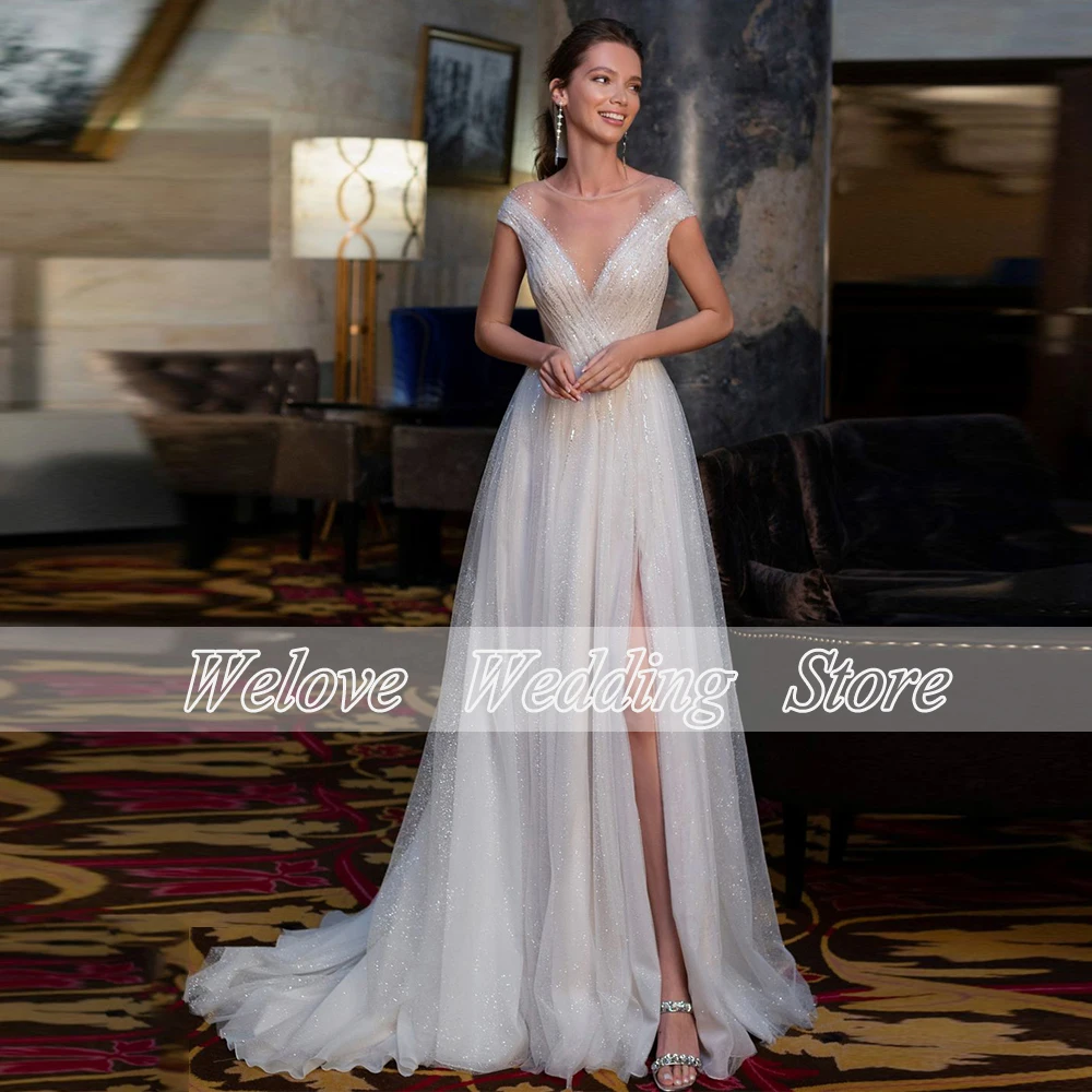 Vestido de novia de sirena de encaje Vintage, con mangas largas, escote en V, botones en la espalda, forma romántica, longitud hasta el suelo, blanco