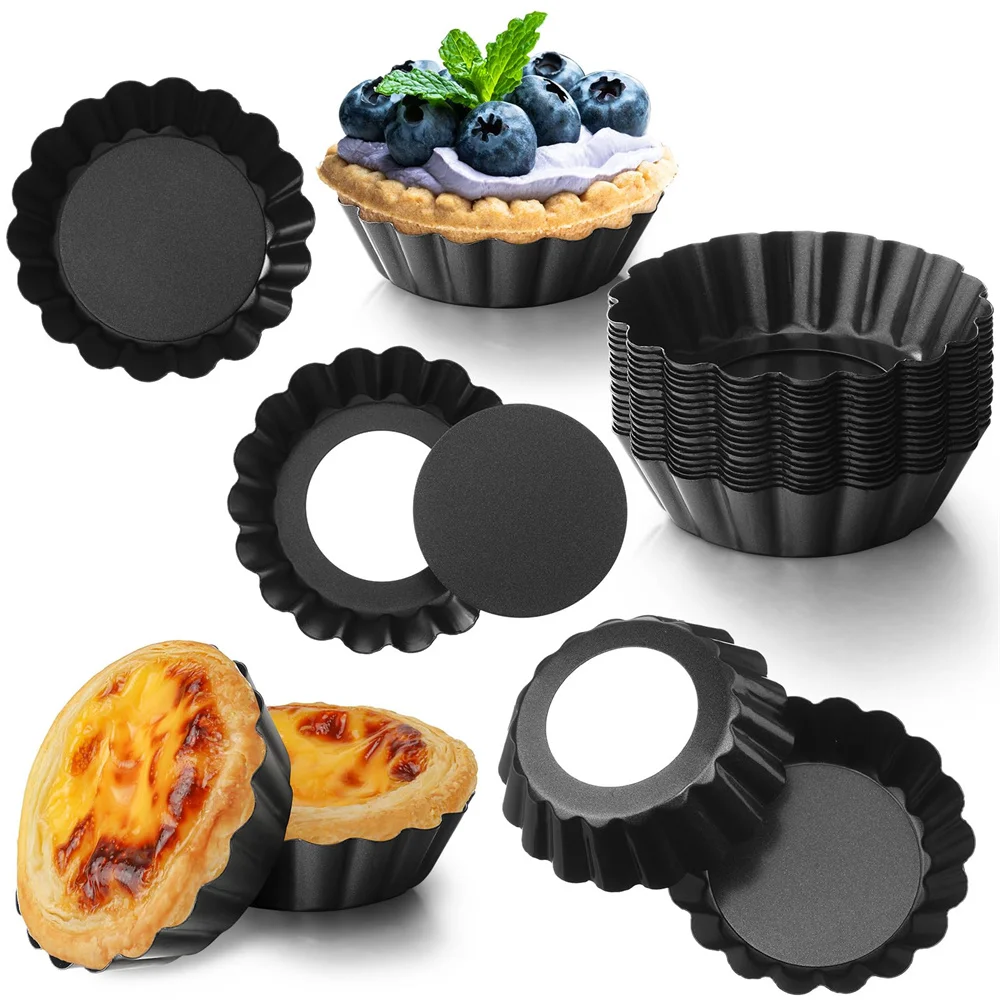 8/10/12cm Mini Pie Muffin Cupcake Pans Non-Stick Tart Quiche Flan Pan Molds Pie Pizza Cake Mold Removable Loose Bottom Round