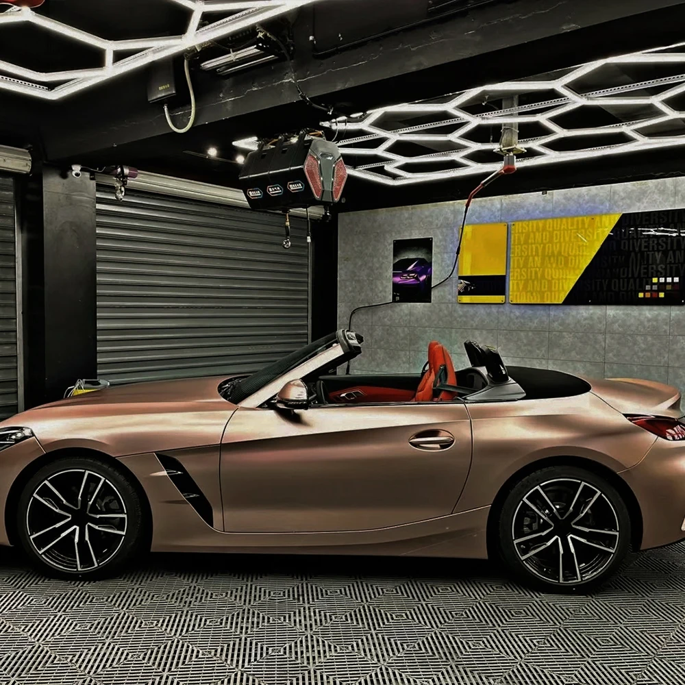 Premium Metallic Matte Rose Gold PVC Wrap Vinyl Film Car Whole Body DIY Decal Protective Cover Sticker Auto Tuning Accessories