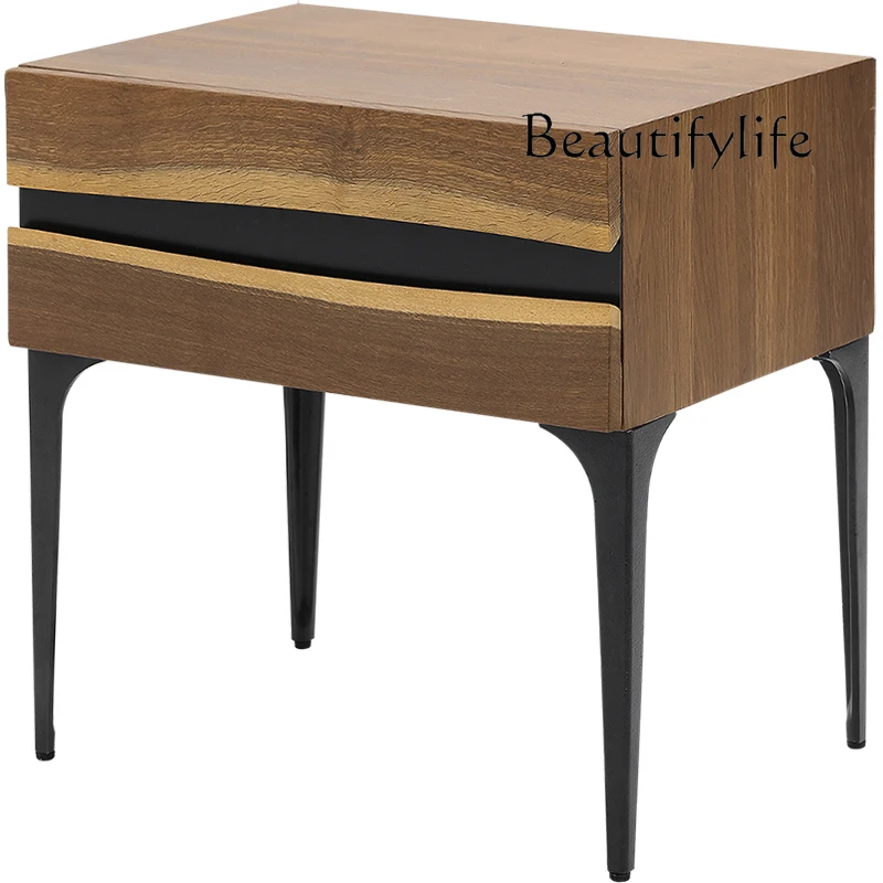 bedside table oak smoked retro solid wood wrought iron bedside table bedroom bedside table drawer
