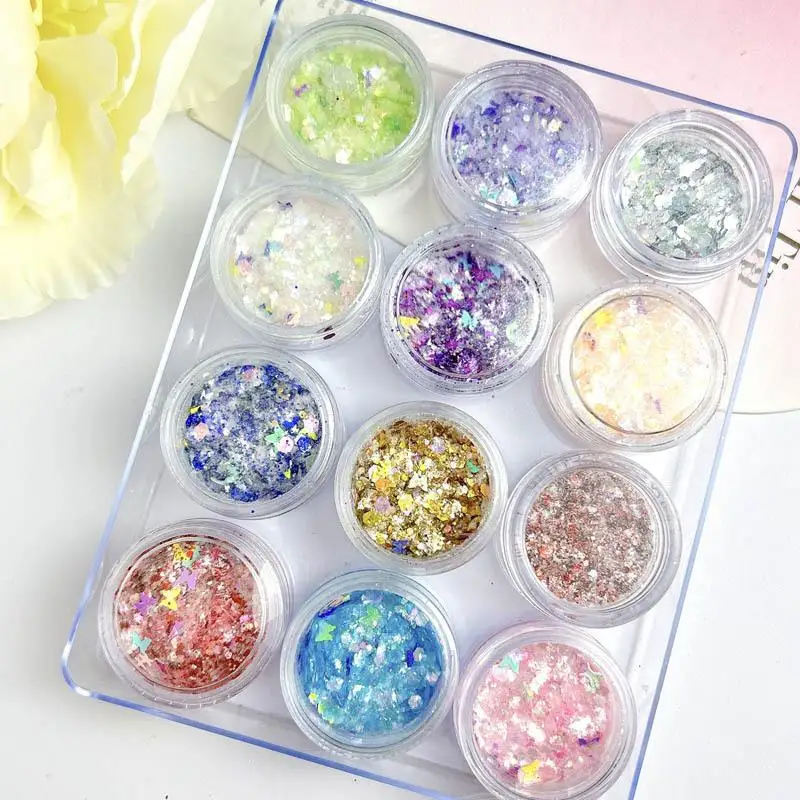 

1Box Mini Shinny Hexagonal Nail Sequins Decorations Colorful Gradient Geometric Nail Glitter Accessories for DIY French Nails