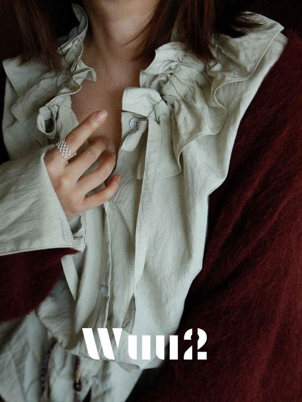 

Wuu2 Dolled up Retro Beau Women's Long Sve Midi irt Artistic Pleated Collar Art Sle Dstring Top Chinese Origin