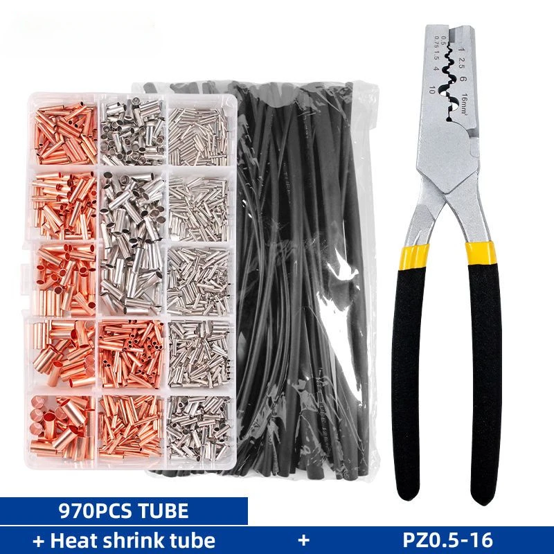 GT Small Copper Tube Crimping Pliers with Heat Shrink Tube Pin Pliers Copper Connecting Tube  Electrician Pliers PZ0.5-16