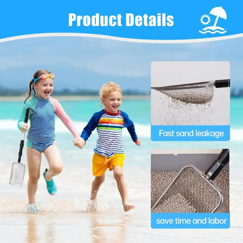 

Sand Sifter For The Beach Long Handle Sand Dipper For Beach Finds Adjustable Shark Tooth Sifter Dipper Metal Sand Scoop