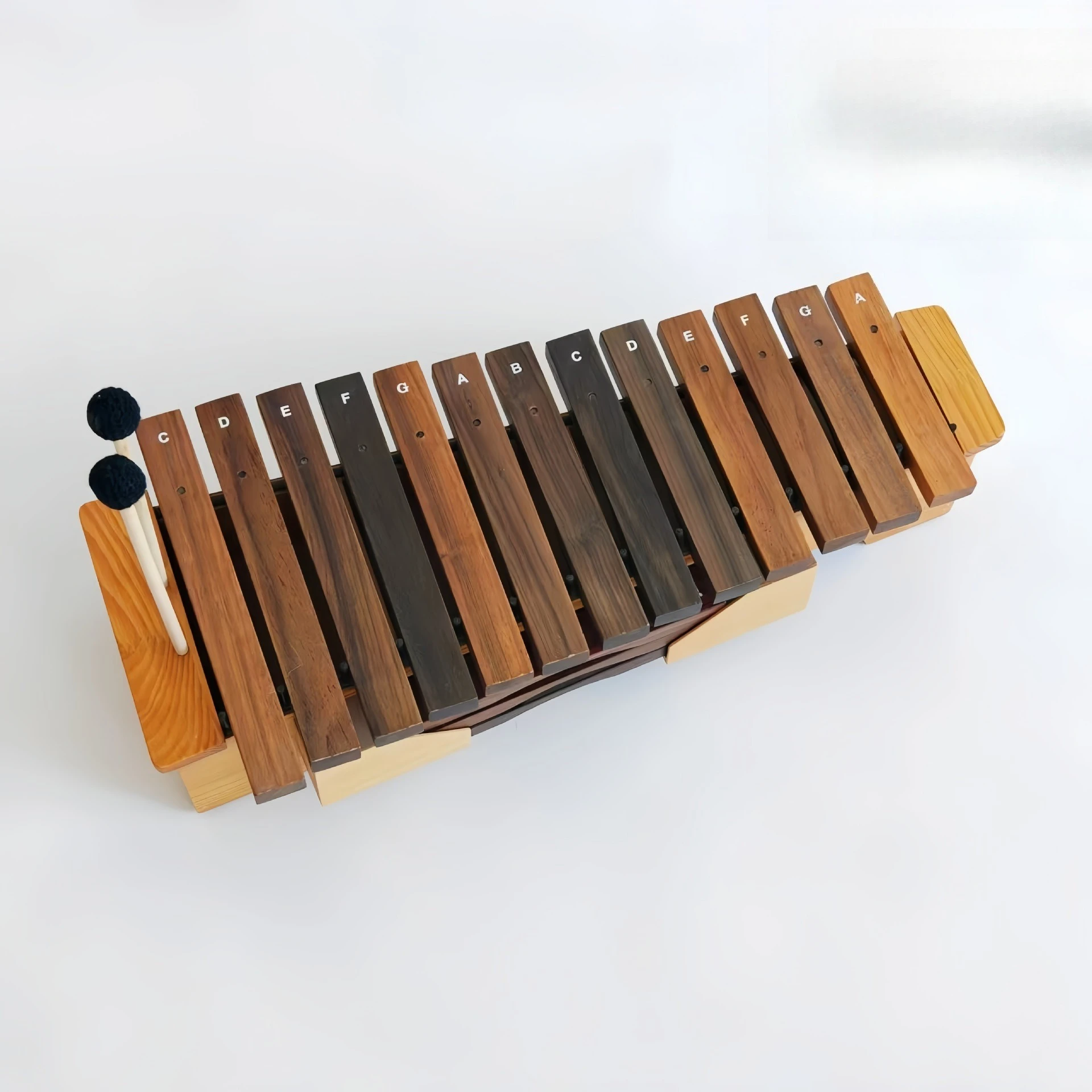 Xylophone 13 Notes, High Medium Low Pitch Wooden Xylophone, Hand Struck Instrument, Portable Musical Box for Kids and Adults