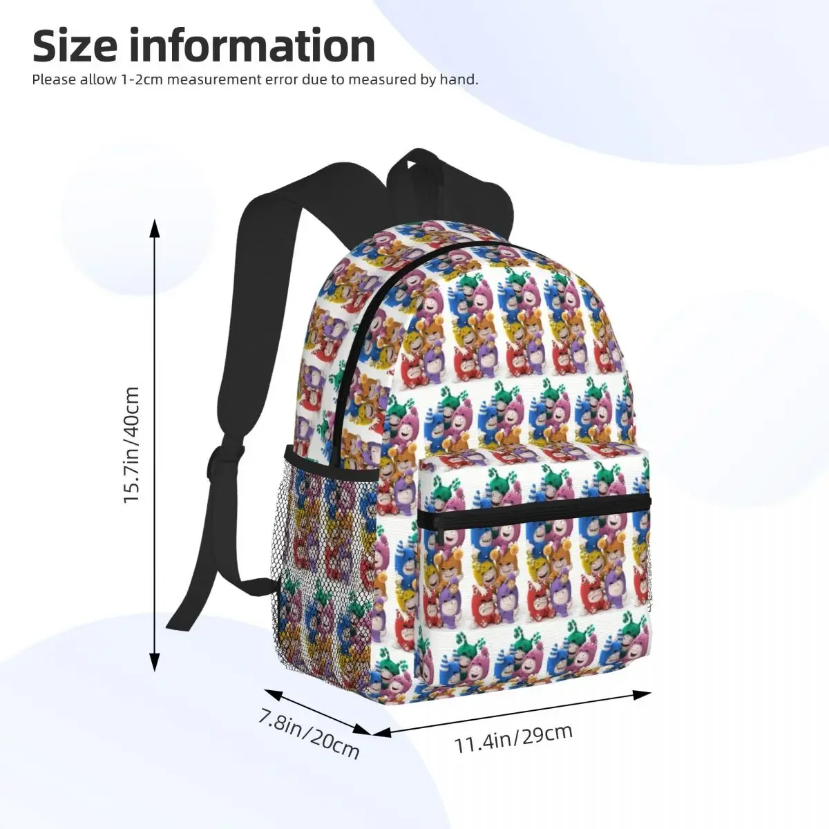 Cartoon Oddbods Cute Student Backpack School Bag Hiking Travel Daypack for Men Women Fashion Bookbag Shoulder Bags