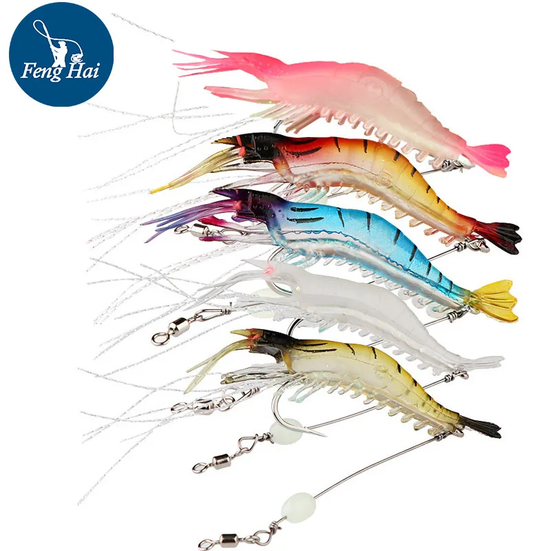 

Shrimp Fishing Bait with Hook Shrimp 9cm/6g Wire Prawn Fishing Bait Bionic Lure Imitation Soft Bait Soft Shrimp Luminous Warbler