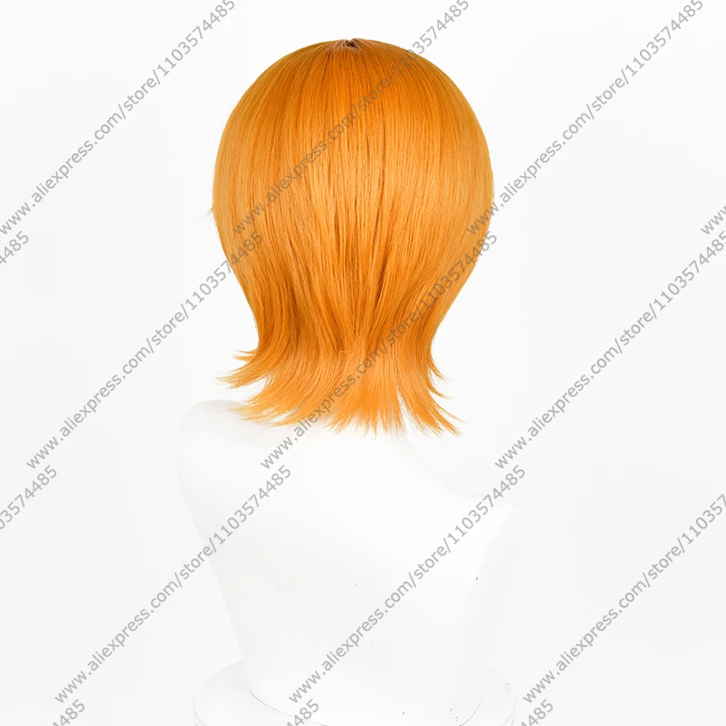Anime Nami Cosplay Wigs 30cm Orange Short Hair Heat Resistant Synthetic Wig