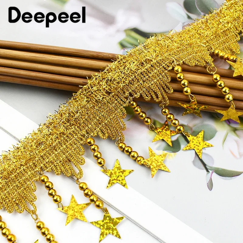 1/2/3/5M Deepeel 85mm Laser Sequins Tassels Fringe for Sewing Party Dresses Costume Beaded Lace Trims Decorative Trimming Fabric