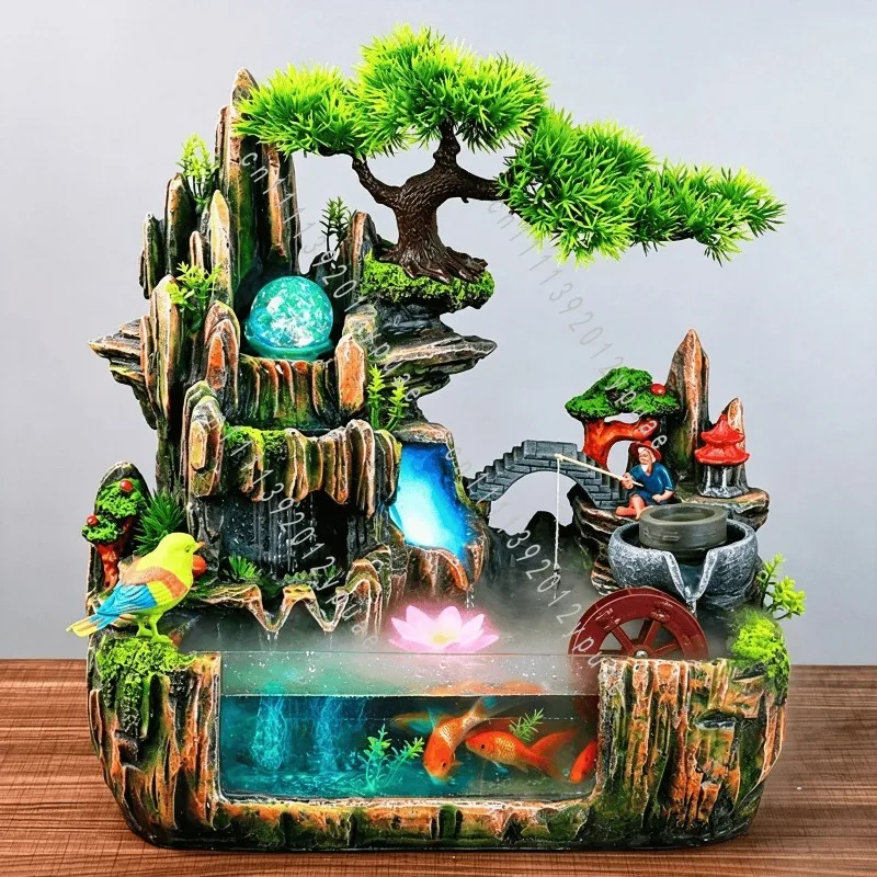 Simulated Landscape Ornaments Fish Tank Fountain Waterfall Restaurant Decorations Spray Rockery Fish Tank