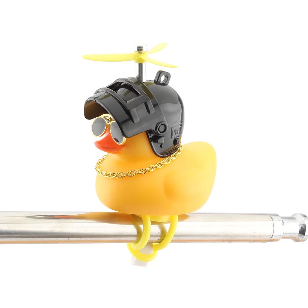 Motorcycle Accessories Cute Duck with Propeller Helmet Broken Wind Rubber Duck Toy Car Bicycle Small Yellow Duck Decor Ornaments