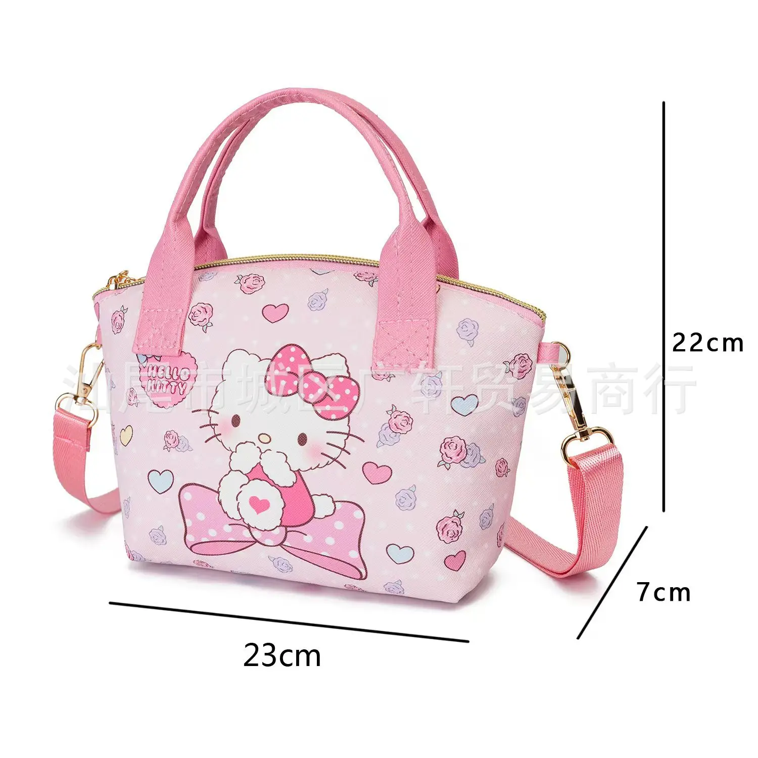 Sanrio Cartoon Shoulder Bags Hello Kitty Kulomi Cinnamon Dog Melody Zipper Waterproof Messenger Bag 22x23x7cm Girls Handbag Gift