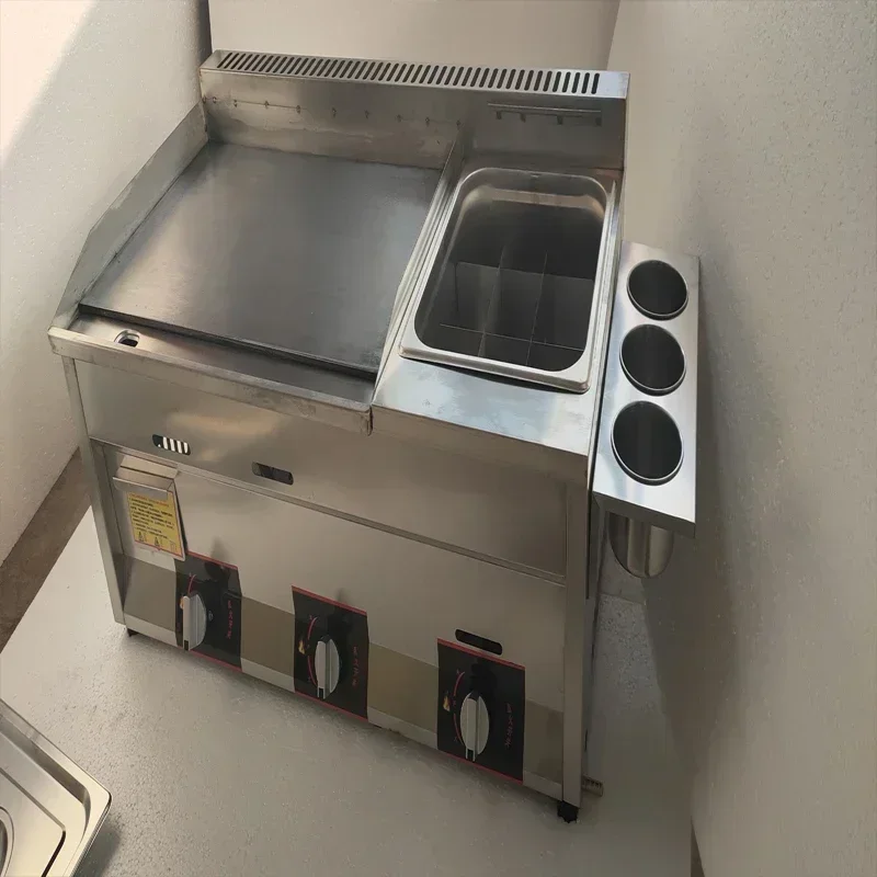 Desktop Electric Gas Frying Pan Stainless Steel Combination Oven Frying Pan Grilled Squid Machine Pancake Machine Hand Cake Mach