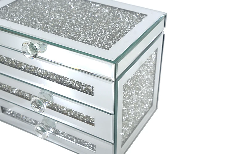 

Silver mirror glass jewelry storage box