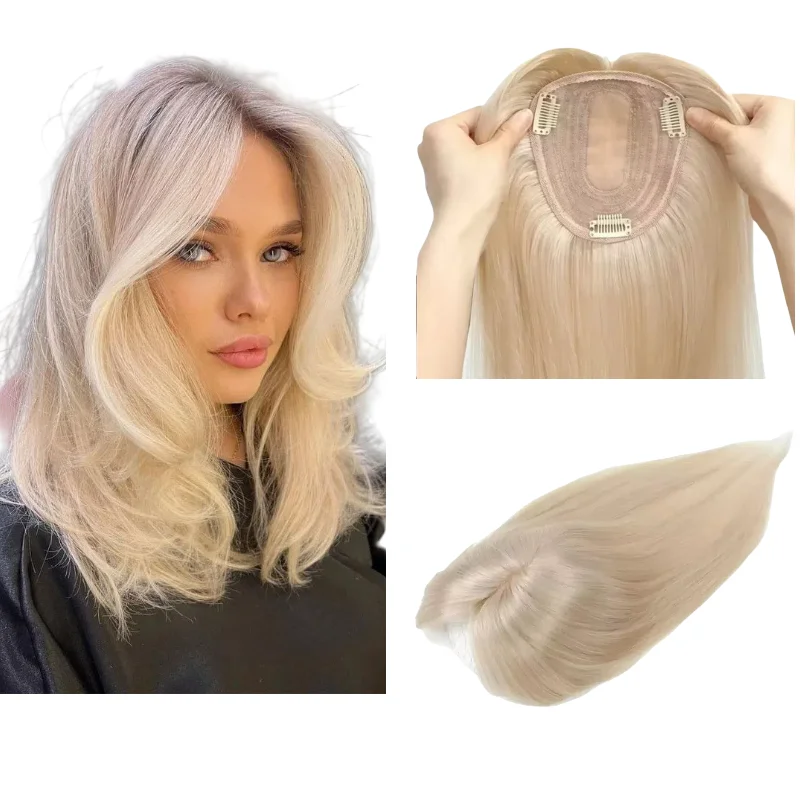 100% Human Hair Topper with Baby Hair | Pre Plucked Hairline for Realistic Look, For Women with Thinning Hair