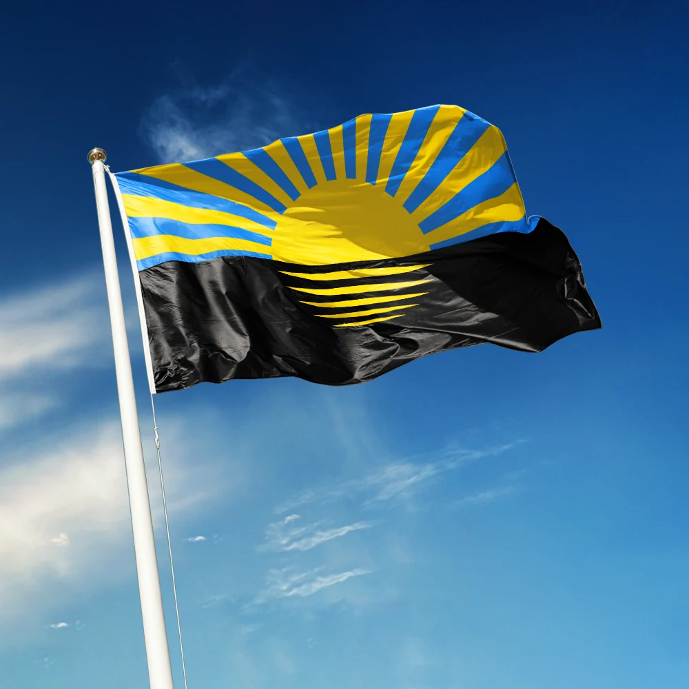 3x5 Ft Donetsk Oblast Flag Vivid Color an oblast of Ukraine Flags Polyester with Brass Grommets