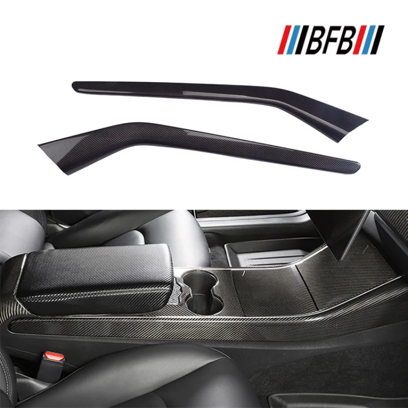 

For Tesla Model 3 Real Dry carbon fiber central control gear bright strips both sides gear on both sides modification Accessorie