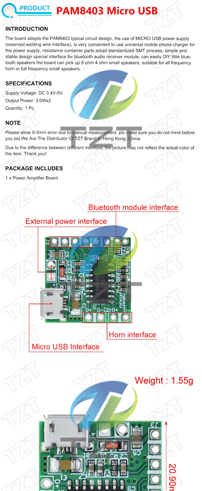 TZT 1/5/10PCS NEU PAM8403 DC 5V Mini Class D 2x3W USB-Leistungsverstärkerplatine DIY Bluetooth-Lautsprecher Z07 Dropshipping – Detail 1