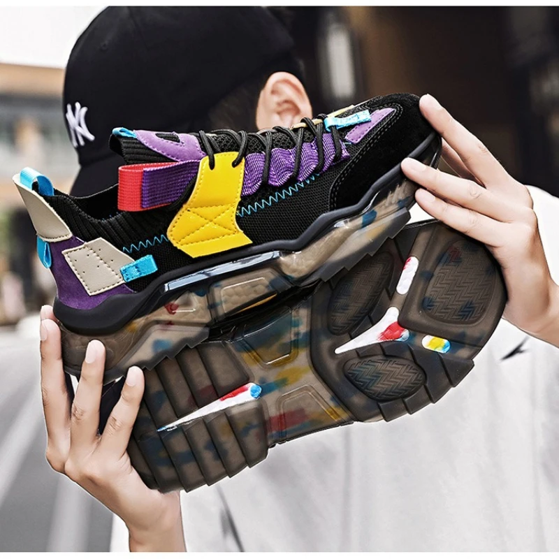 New Men Casual Sport Shoes Street Trend Trainers Young Man Cool Lace-up Chunky Sneakers