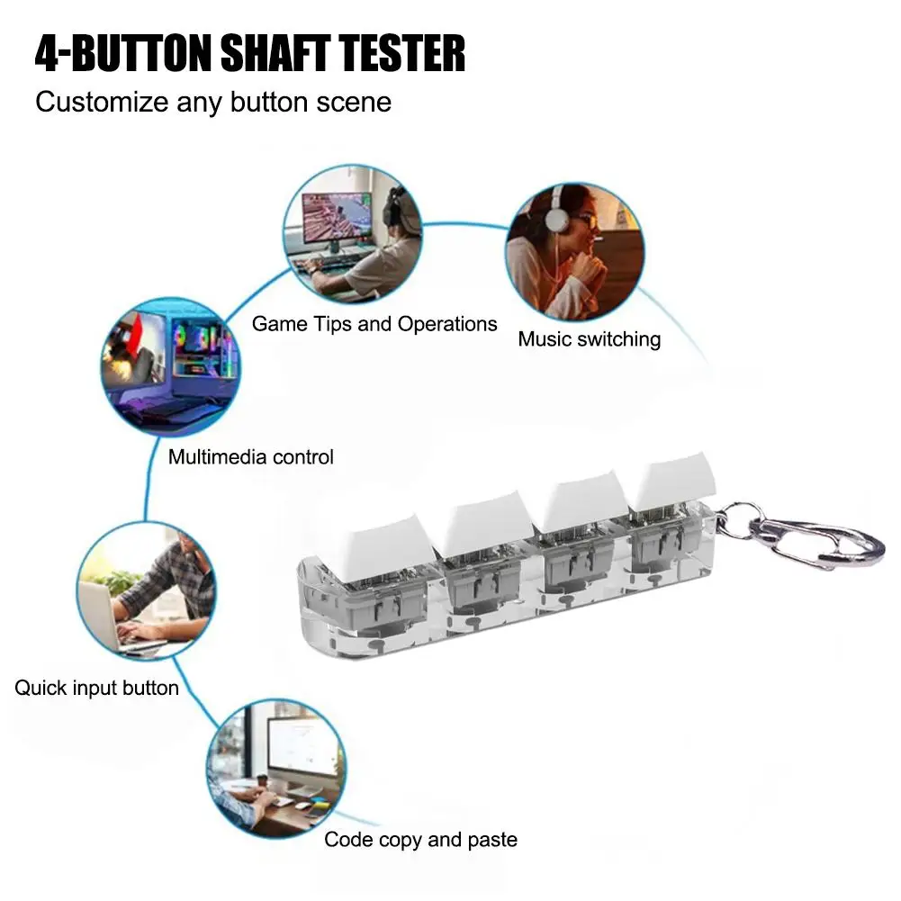 4-key Switch Tester Toy For CHERRY Keyboard Keychain Shaft Tester Stress Relief Mechanical Keyboard Tester Kit Toys U7E5