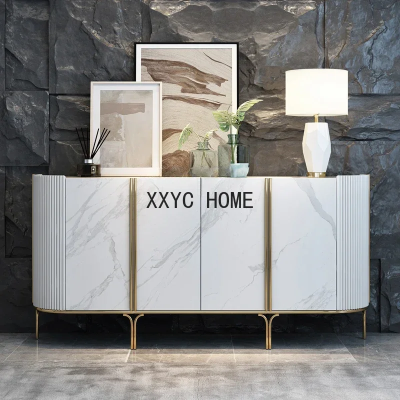 

Italian Stone Plate Entrance Cabinet Villa Locker Designer Model Light Luxury Curio Cabinet