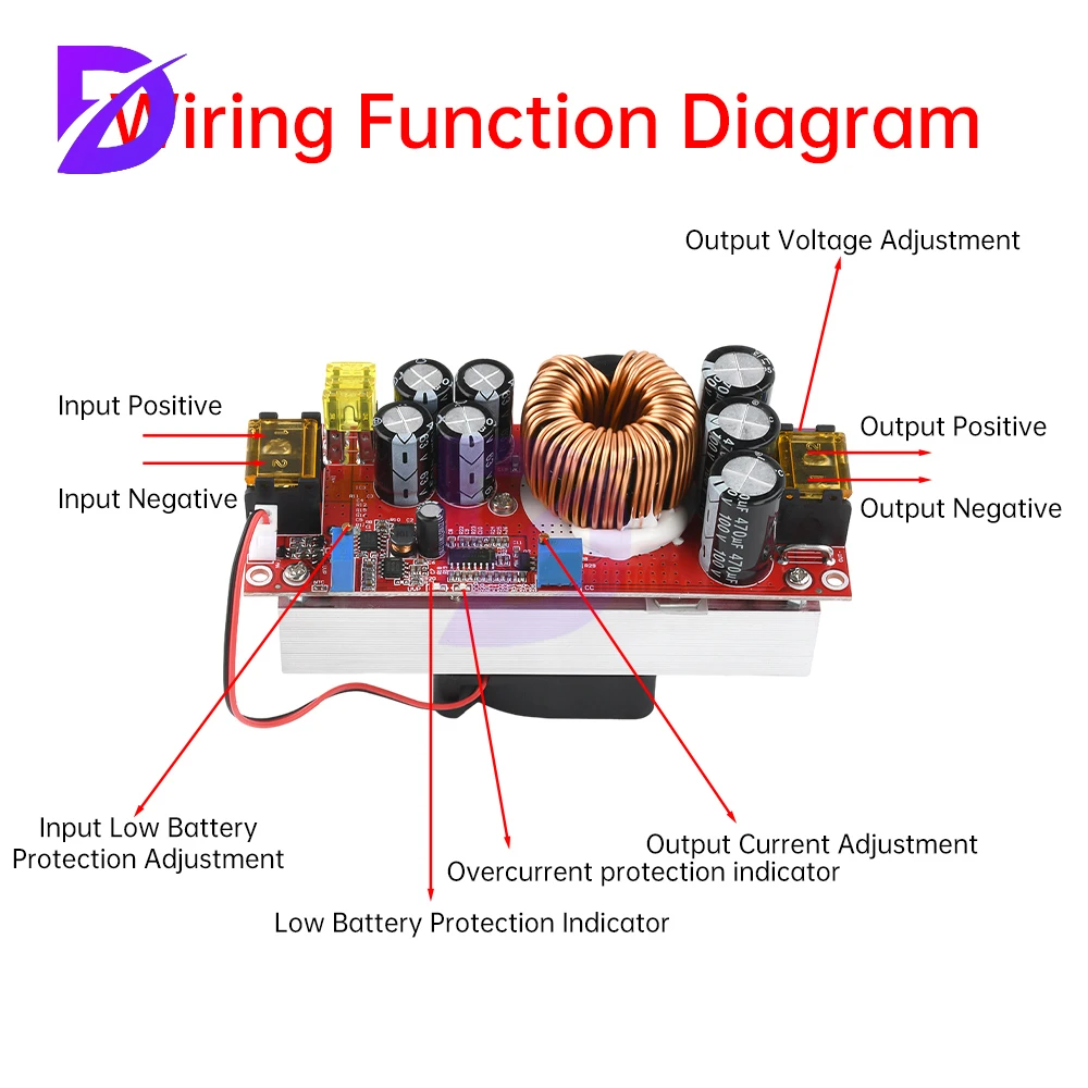 1800W 40A DC-DC Boost Converter Step Up Power Supply Module 10-60V To 12-90V Adjustable Voltage Charger Boost Converter