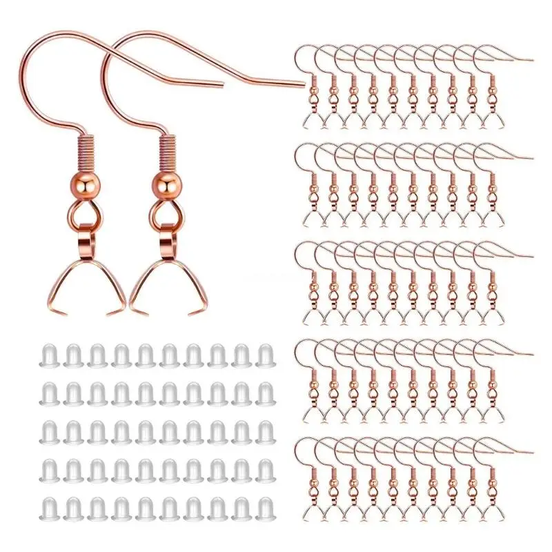 100Pieces French Earring Hooks Wire Ear Ball Hooks with Pendant Clasp Earplugs for Jewelry Earring Making Crafts DIY Dropship